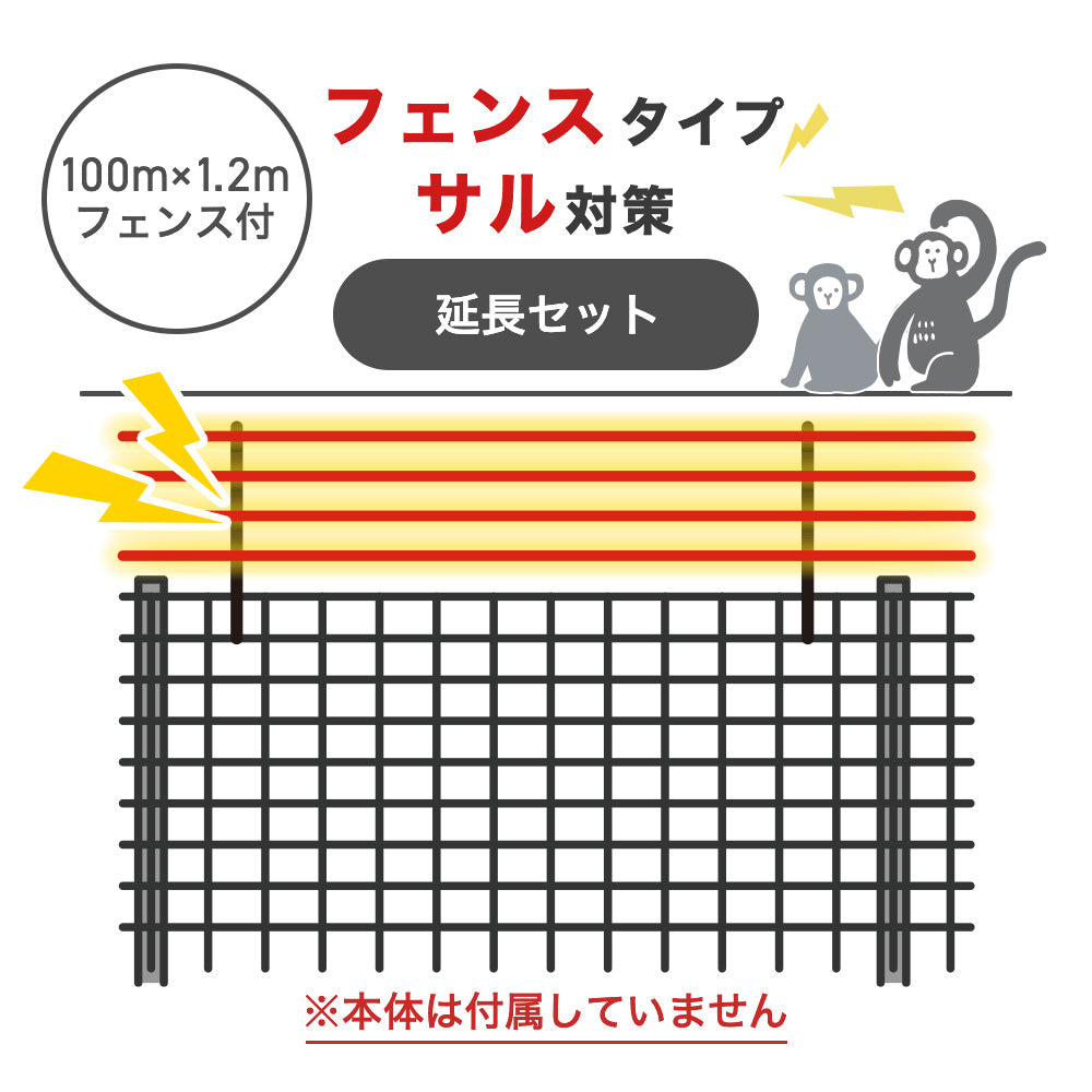 【100m延長セット・フェンス付き】電気柵 サル対策