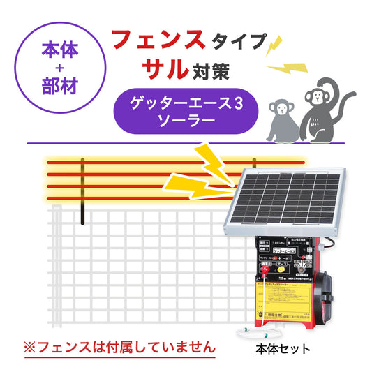 【100m・フェンス取付用セット】末松電子製作所 電気柵 ゲッターエース3ソーラー サル対策 ※フェンス別売